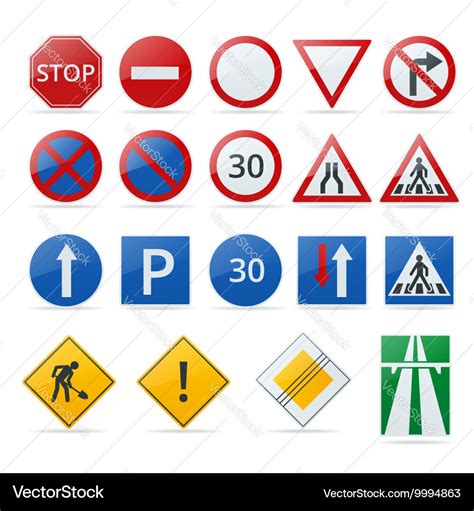 European traffic signs collection signs of danger Vector Image