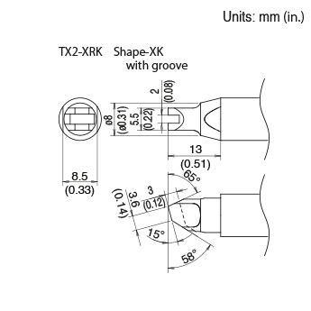 Hakko TX2-XRK, 260W Slot Tip Soldering Tip — starboardtechnology