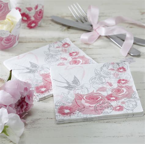 vintage style floral rose party paper napkins by ginger ray | notonthehighstreet.com