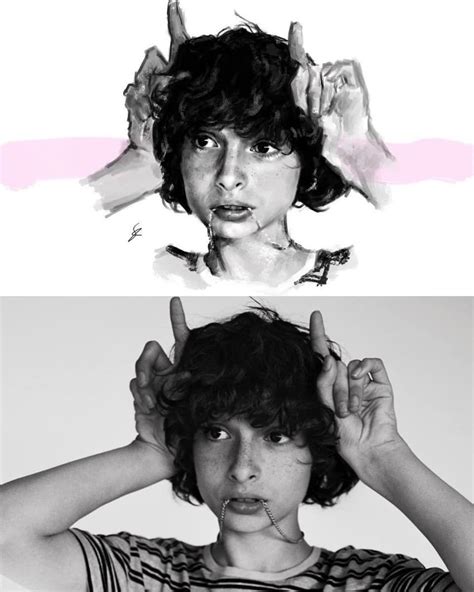 "PORTRAIT OF FINN WOLFHARD" (DRAWING + ORIGINAL PHOTO) This is an amazing portrait made by ...