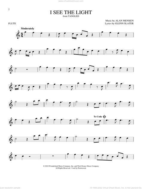 Menken - I See The Light (from Disney's Tangled) sheet music for flute solo