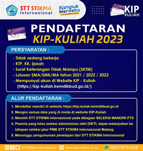 Pendaftaran Mahasiswa Baru – JALUR KIP KULIAH 2023 – STT STIKMA Internasional