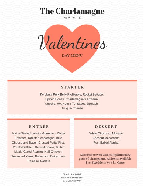 Classy Valentine's Day Restaurant Menu - Venngage