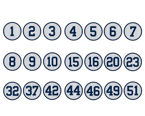 New York Yankees 21 Blue Retired Numbers Digital Download | Etsy