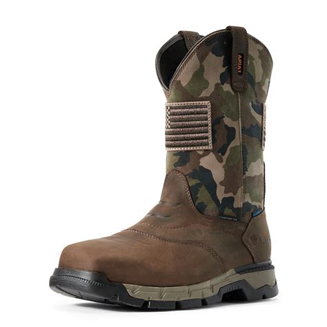 Pungo Ridge - Ariat Men's Rebar Flex Patriot H2O Boots w/Composite Toe - Brown/Camo, Ariat Men's ...