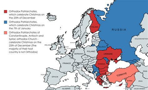 Orthodox countries and the Christmas date : r/MapPorn