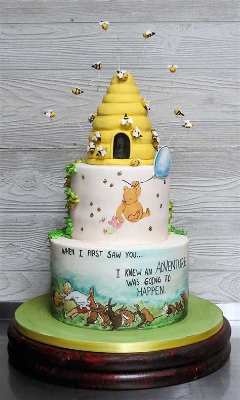 Classic Pooh Baby Shower Cake | Winnie the pooh cake, Shower cakes, Baby shower cakes