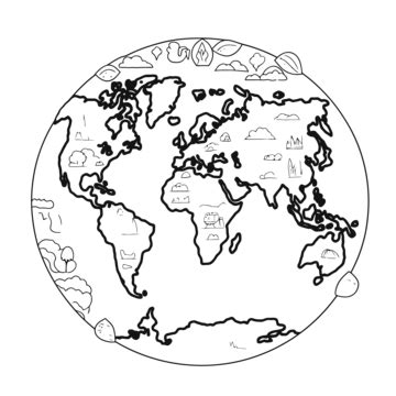 Continents Outline Coloring Page