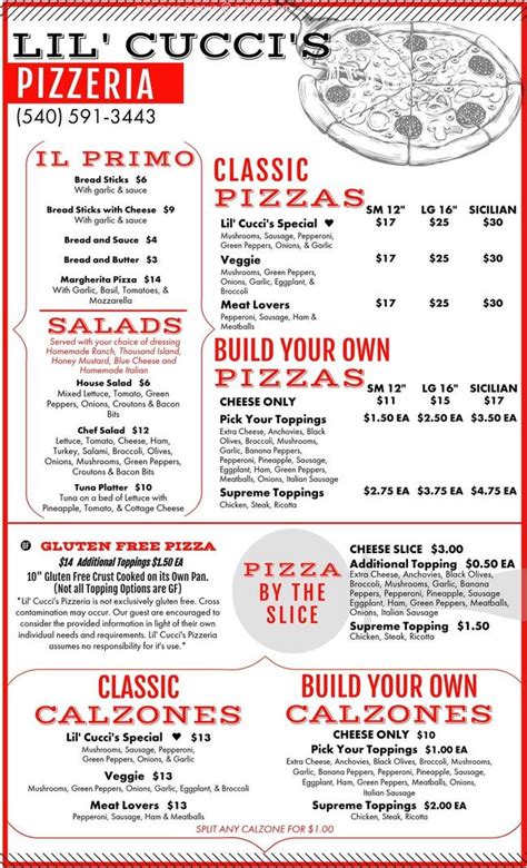 Online Menu of Lil' Cucci's Pizzeria Restaurant, Roanoke, Virginia, 24019 - Zmenu