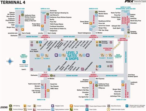 Phoenix airport terminal 4 map - Phoenix airport map terminal 4 (Arizona - USA)