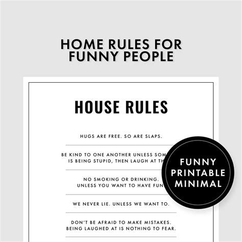 Funny House Rules Printable. Home Decor Snarky Sarcastic - Etsy