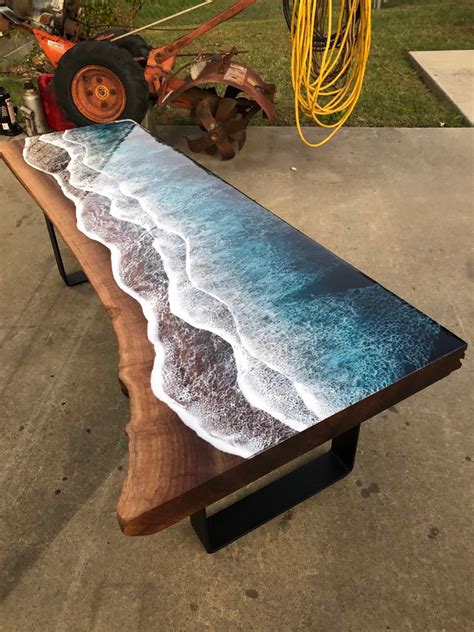 Brilliant Wood and Resin Table Brings Ocean Shores Indoors – Miif Plus | Resin furniture, Wood ...