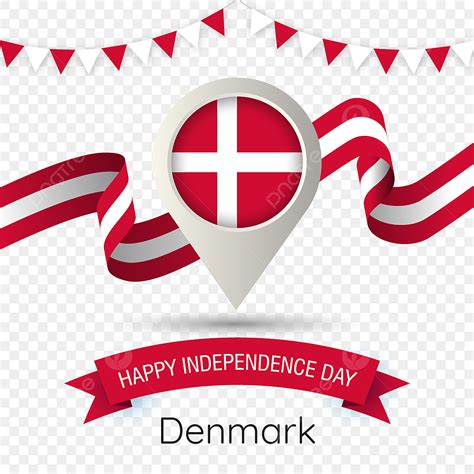 Denmark Flag Clipart PNG Images, Denmark Independence Day With Stylized Country Flag Pin ...