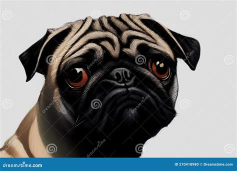 Portrait of Pug. Charming Wrinkled Dog with Sad Eyes. Stock Photo ...