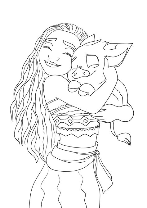 Kidsnfuncom Coloring Page Moana Pua Heihei 2