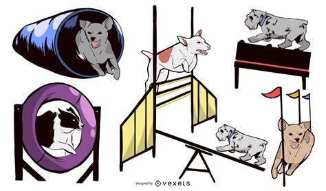 Dog Agility Equipment Design Set Vector Download