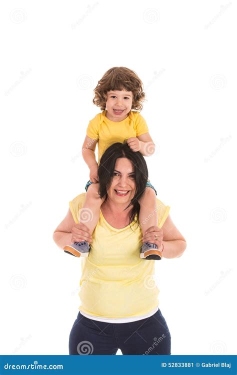 Mother Carrying Boy on Her Shoulders Stock Image - Image of portrait, game: 52833881