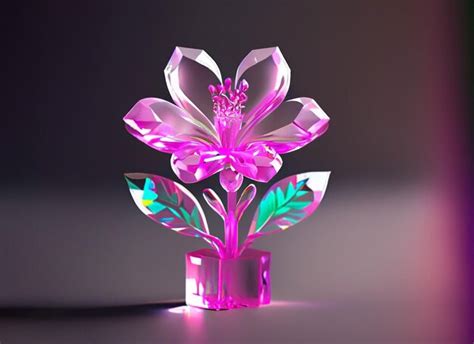 Premium AI Image | A flower made of crystal glass