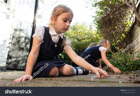 Little Girl Wearing School Uniform Sitting Stock Photo 1578739573 ...