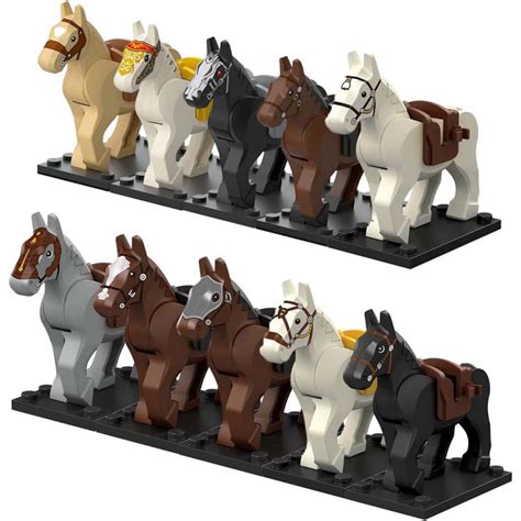 TopBrixx Custom War Horse Set, 10 Pcs Custom Horse Set for Minifigures, Figure Horse Compatible ...