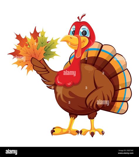 Happy Thanksgiving day. Funny cartoon character turkey bird. Turkey ...