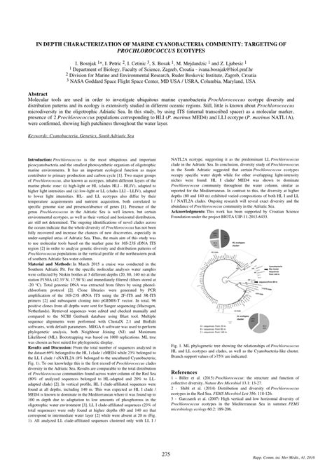 (PDF) In depth characterization of marine cyanobacteria community ...