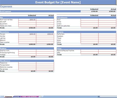 event budgeting excel template screenshot | Event budget template, Event budget, Budget ...