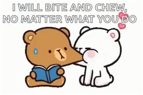 Cartoon Bear Bites Cheek GIF | GIFDB.com