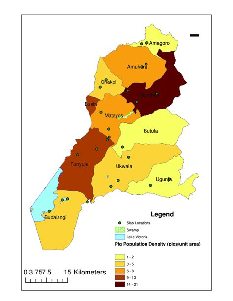 6: Map of study site showing pig population density and location of ...