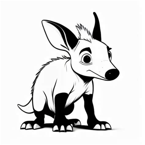 Aardvark outline black and white cute coloring book | Premium AI-generated image