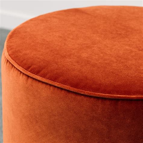 Small round ottoman in theodora paprika|Stacks Furniture |Wellington ...