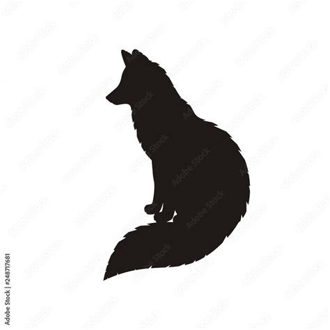 Silhouette of a sit fox Stock-Vektorgrafik | Adobe Stock