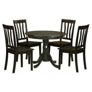 Wood Pedestal Dining Table and 2 San Remo Chairs in Washed Gray Taupe - Set of 3 - Walmart.com