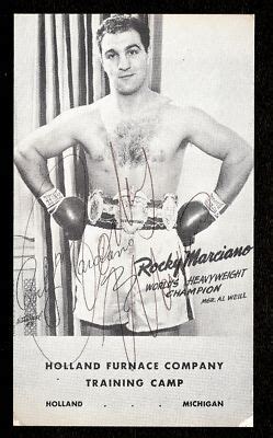 1950 Signed Rocky Marciano Training camp card & program | #140711278