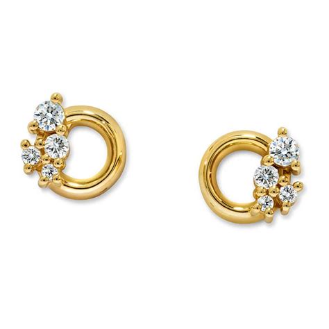 Atelier Swarovski DIAMA Small Glacial Swarovski Created Diamond Circle Earrings in Yellow Gold ...