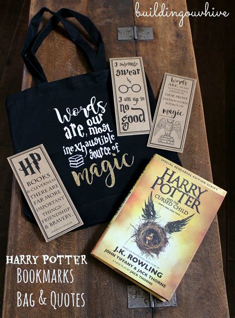 Harry Potter Bookmarks, Bag and Quotes