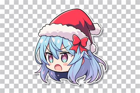 Cute Anime Girl with Santa Hat Sticker - Free PNG Download