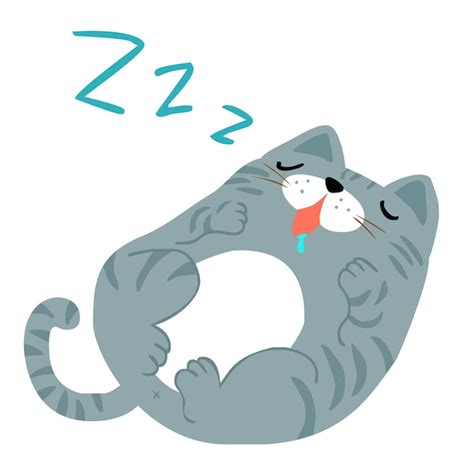 Happy fat gray cat sleeping vector illustration Vector | Premium Download