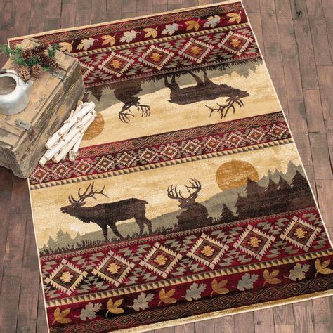 Nature Elk Rug Collection | Rugs, Black forest decor, Rustic area rugs