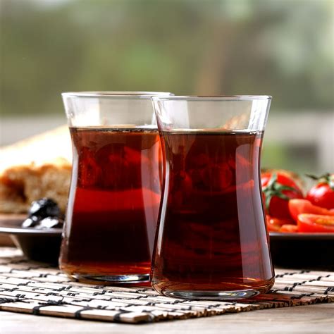 Crystalia Turkish Tea Glass Cups: Traditional Tea Set of 6 with Modern ...