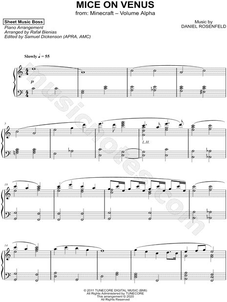 Sheet Music Boss "Mice on Venus" Sheet Music (Piano Solo) in C Major - Download & Print - SKU ...