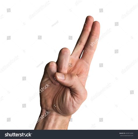 Two Finger Salute Hand Gesture Signal Stock Photo 653013490 | Shutterstock