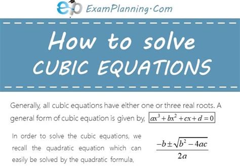 How to solve a Cubic Equation? 3 Solved Examples – ExamPlanning