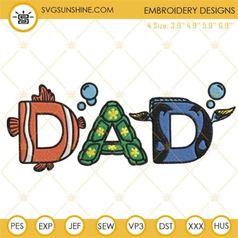 Finding Nemo Dad Embroidery Designs, Funny Disney Dad Machine ...