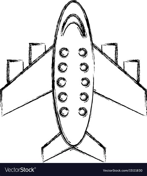 Sketch draw airplane cartoon Royalty Free Vector Image