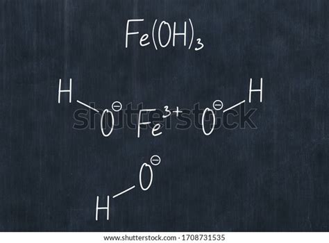 Iron III Hydroxide handwritten chemical formula on blackboard. Illustration white background of ...