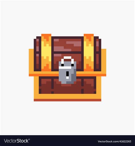 Treasure chest in pixel art style Royalty Free Vector Image