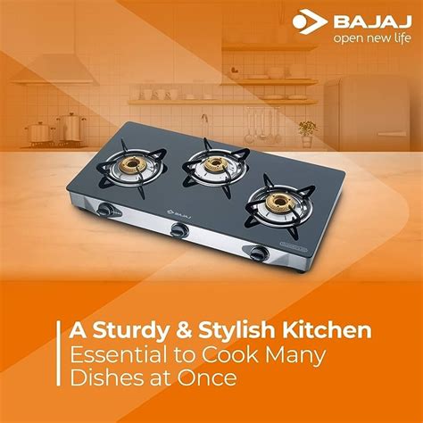 Bajaj Cg X 3m 3 Burner Gas Stove Cooktops, Stainless Steel, Manual at Rs 5500 in Nagpur