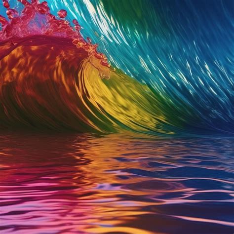 Premium AI Image | colorful water splash on the background of the rainbowcolorful water splash ...