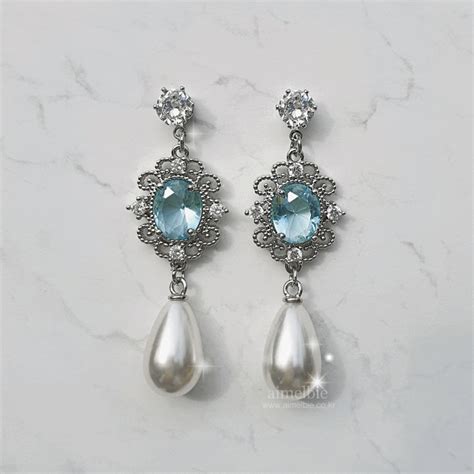 Aqua Jewel Princess Earrings - Simple (ITZY Yeji Earrings) – aimelbie